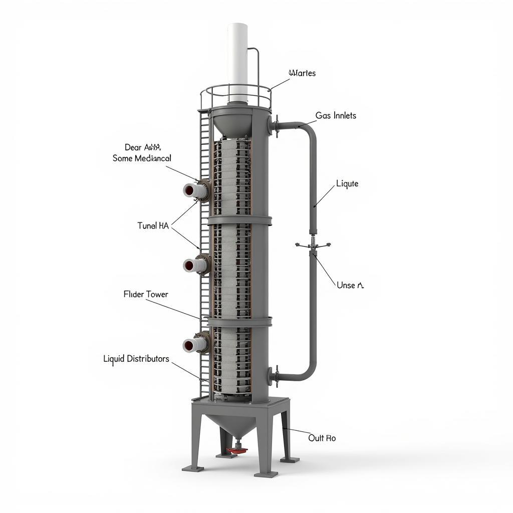 Bản vẽ CAD tháp hấp thụ NH3 loại tháp đệm