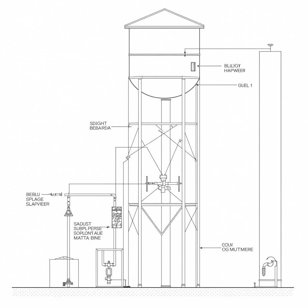 Bản vẽ CAD tháp nước hệ thống ống