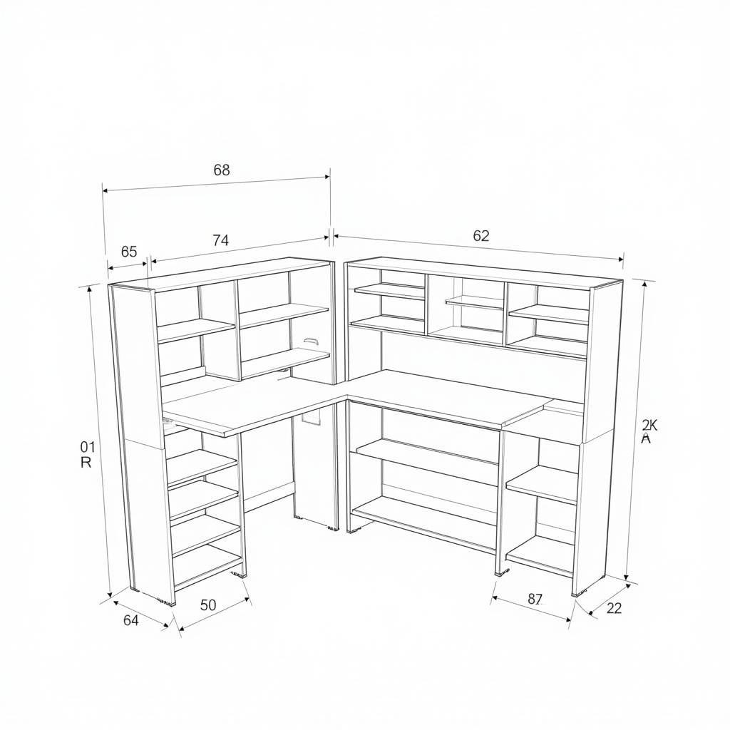 Bản vẽ CAD thiết kế bàn học góc làm việc