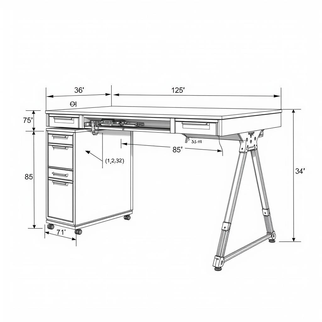 Bản vẽ CAD thiết kế bàn học hiện đại