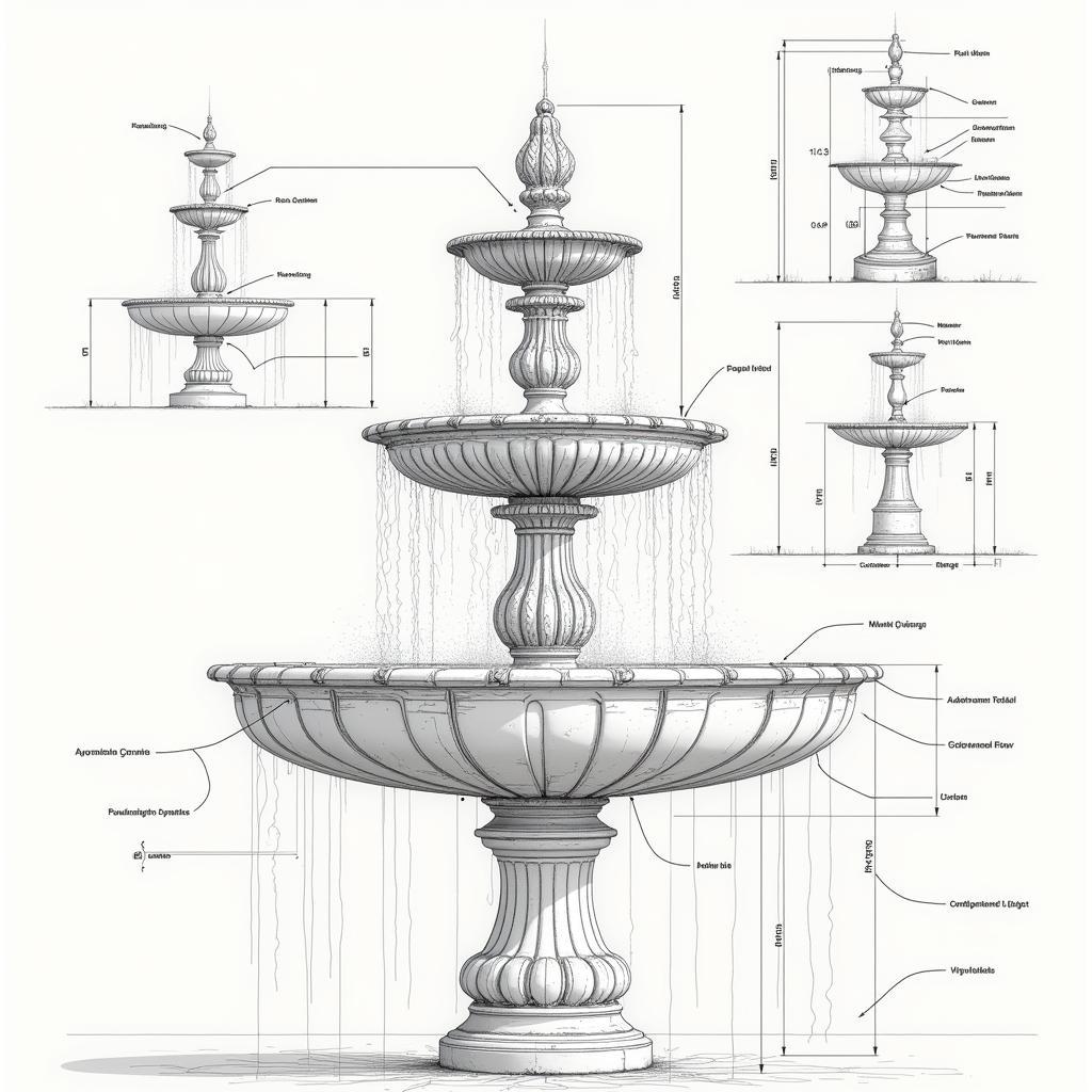 Bản vẽ CAD tượng phun nước hiện đại