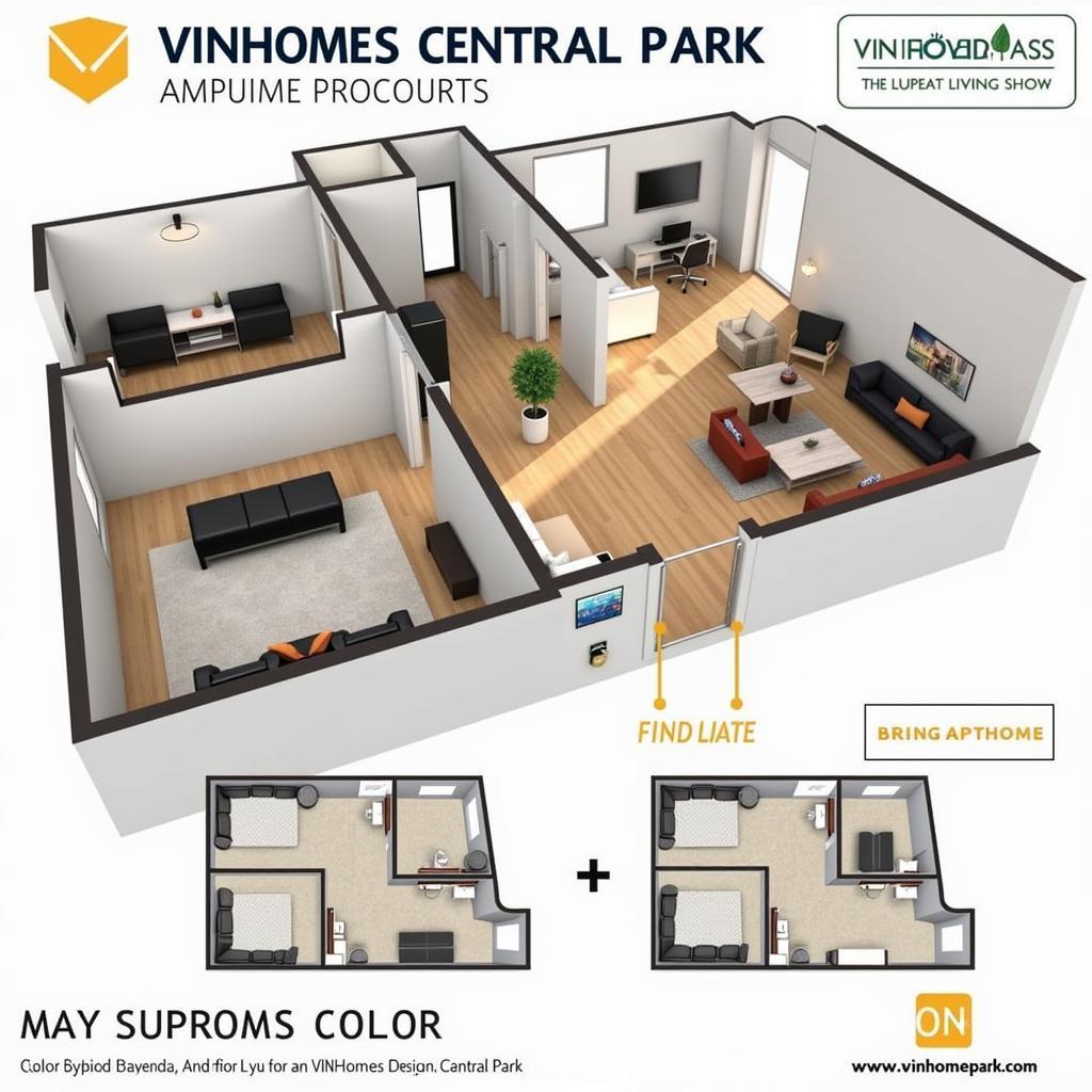 Bản vẽ căn hộ Vinhomes Central Park bố trí nội thất