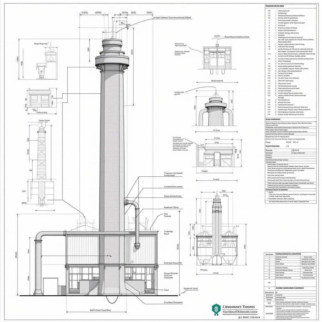 Các Thành Phần Chính trong Bản Vẽ Chi Tiết Ống Khói Công Nghiệp