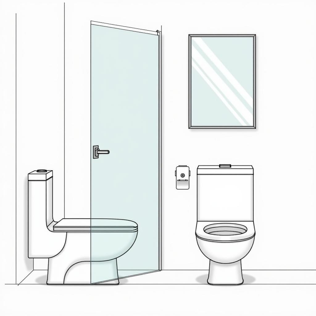 Bản vẽ cửa toilet hiện đại với kính cường lực sang trọng