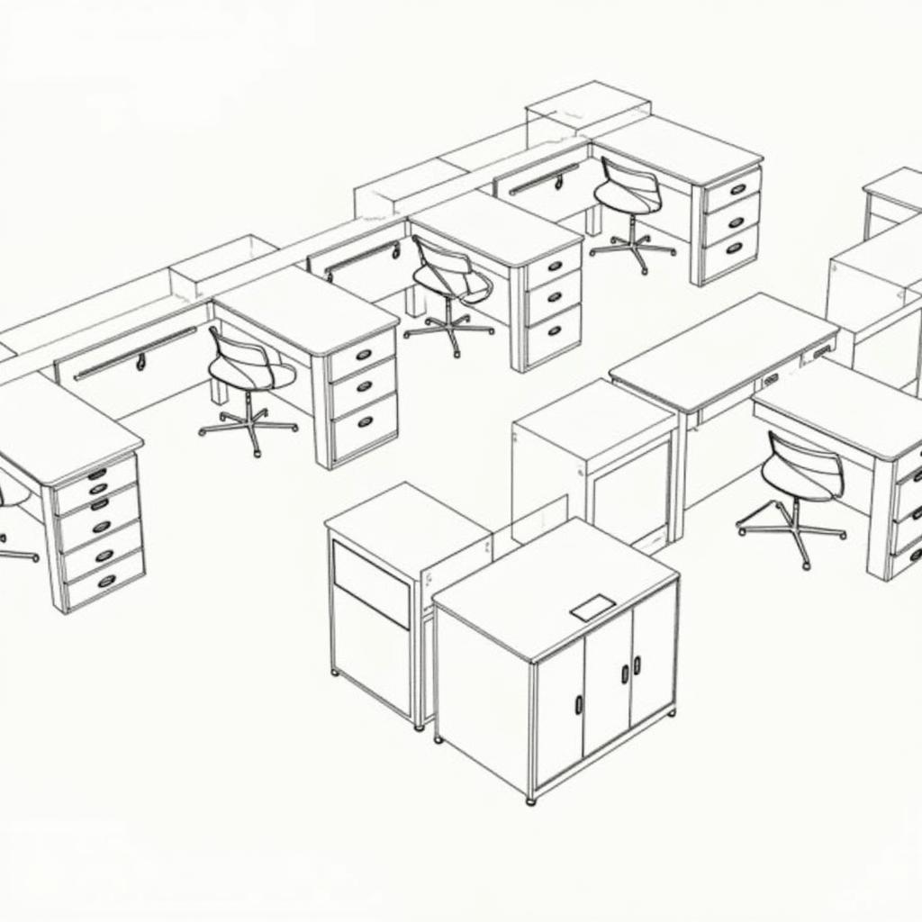 Bản vẽ tổng thể bàn ghế tủ điện