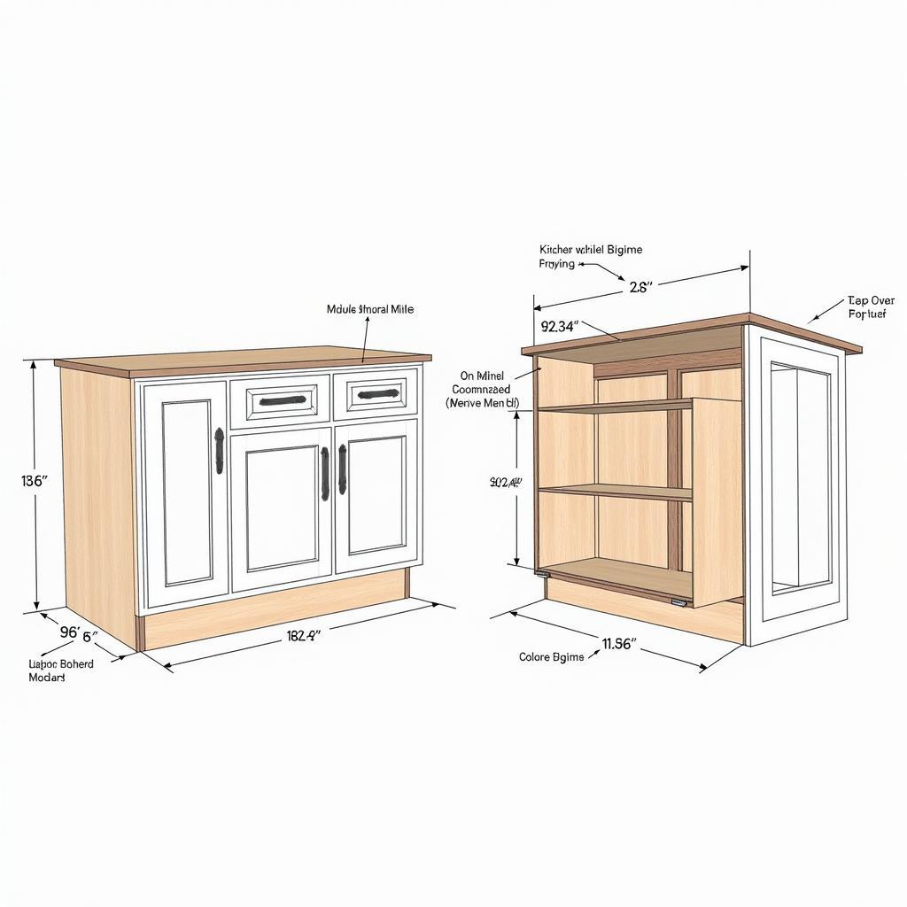 Bản vẽ tủ bếp hiện đại với đầy đủ chi tiết kỹ thuật