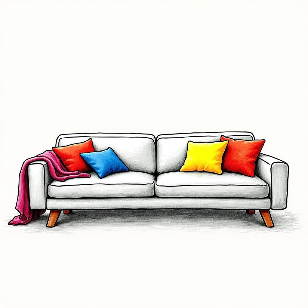 Bé vẽ ghế sofa hiện đại