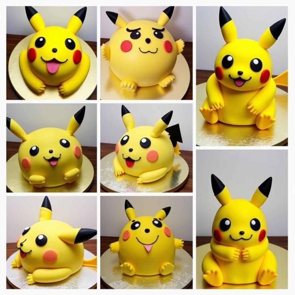 Các mẫu bánh kem Pikachu đẹp: Hình ảnh tổng hợp các mẫu bánh kem Pikachu đa dạng, từ đơn giản đến phức tạp, phù hợp với nhiều dịp khác nhau.