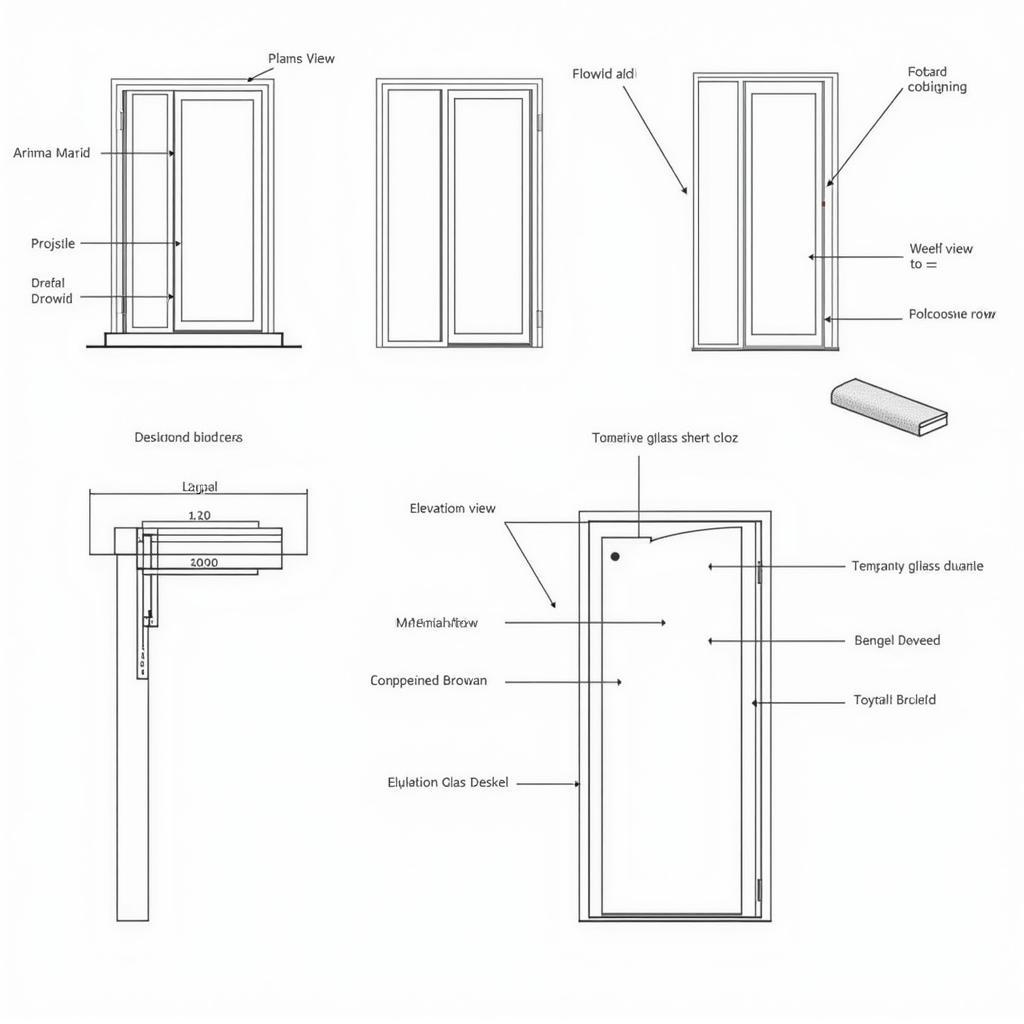 Các thành phần trong bản vẽ cửa kính cường lực