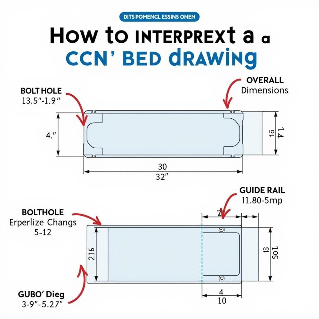 Minh họa cách đọc hiểu bản vẽ bed CNC với các thông số kỹ thuật