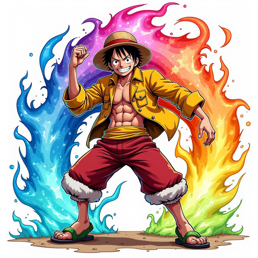 Luffy Gear 5 với màu sắc tươi sáng