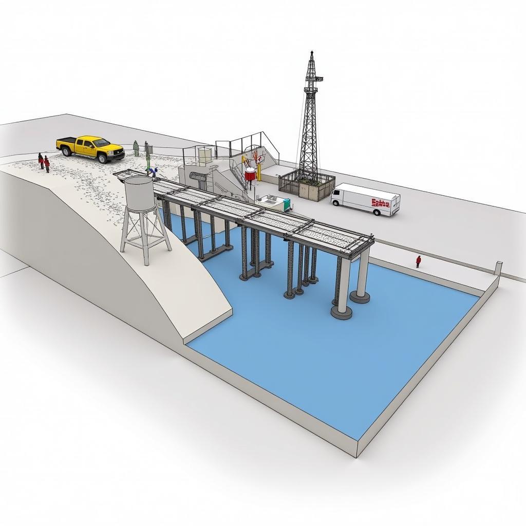 Mô phỏng 3D hệ thống cừ Larsen cho mố trụ cầu