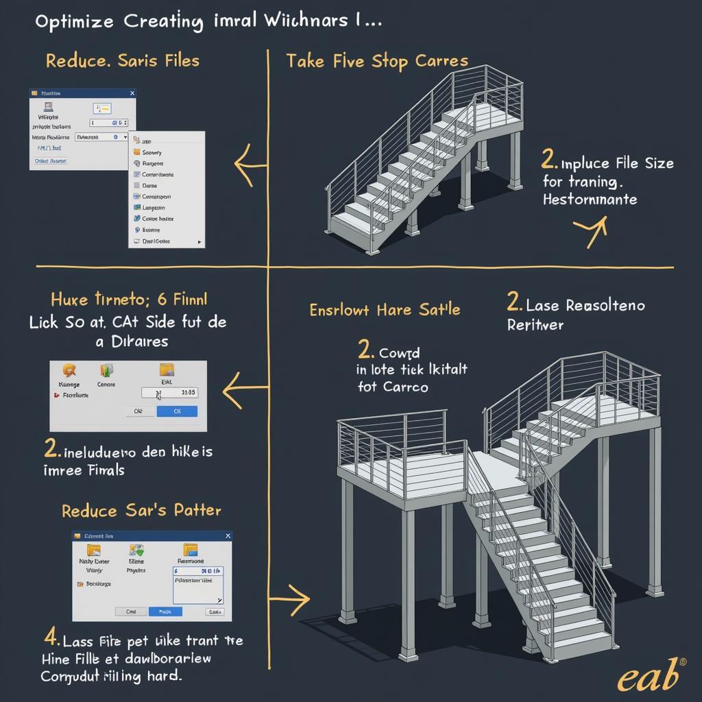 Tối ưu bản vẽ 3D cầu thang CAD