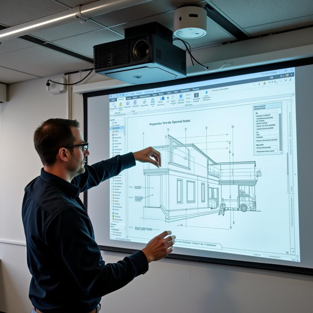 Ứng dụng bản vẽ AutoCAD trong lắp đặt máy chiếu