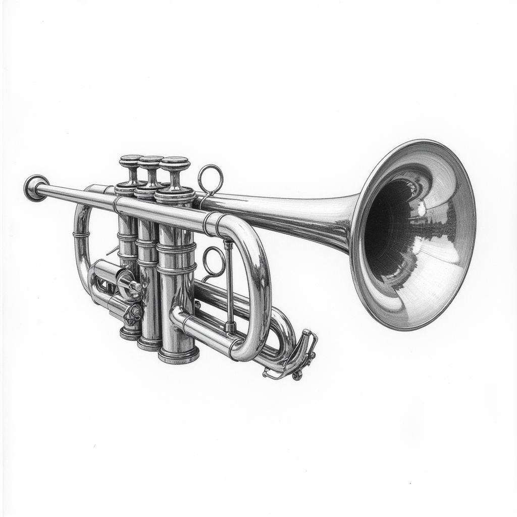 Vẽ chiếc kèn Trumpet với các chi tiết phức tạp