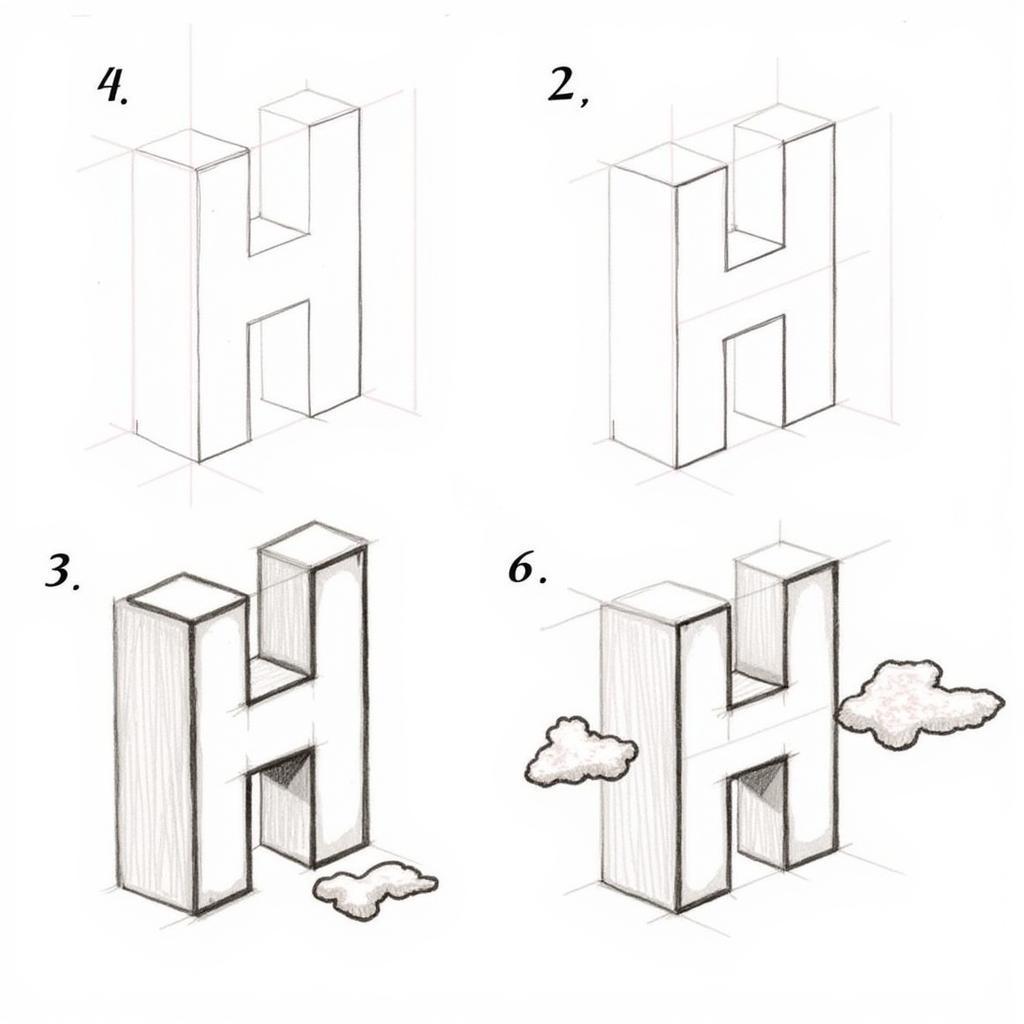 Vẽ chữ H 3D