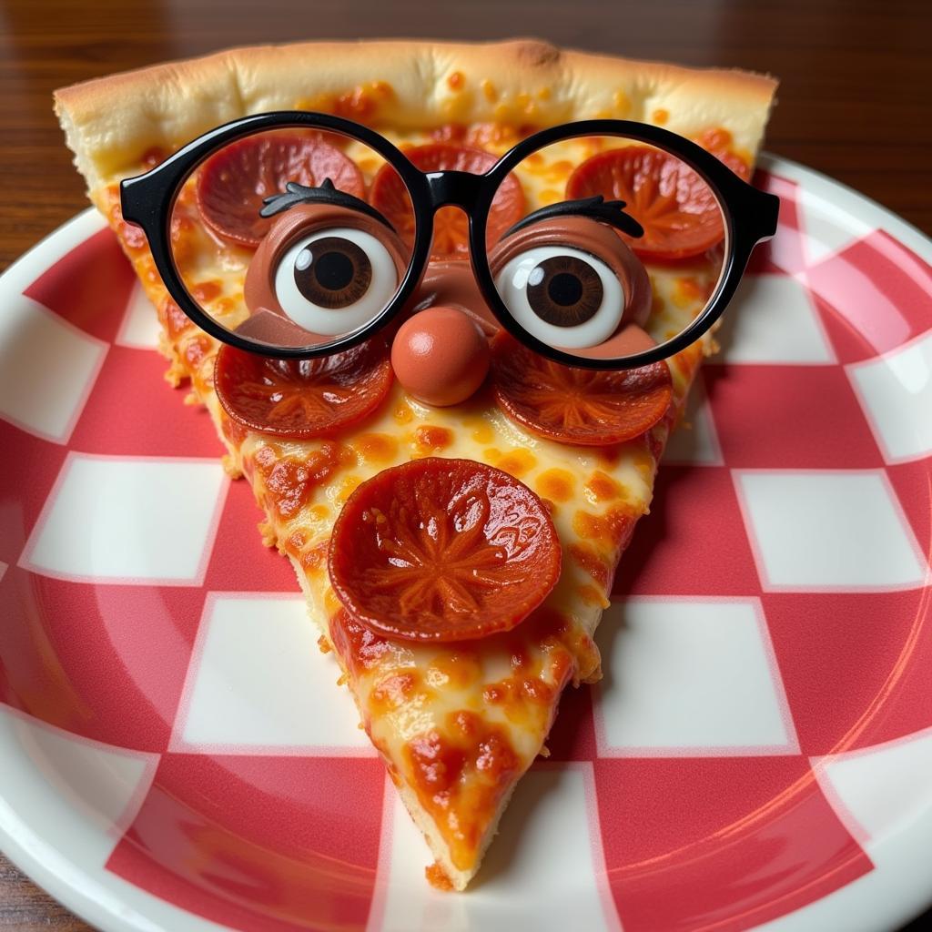 Pizza chibi đeo kính