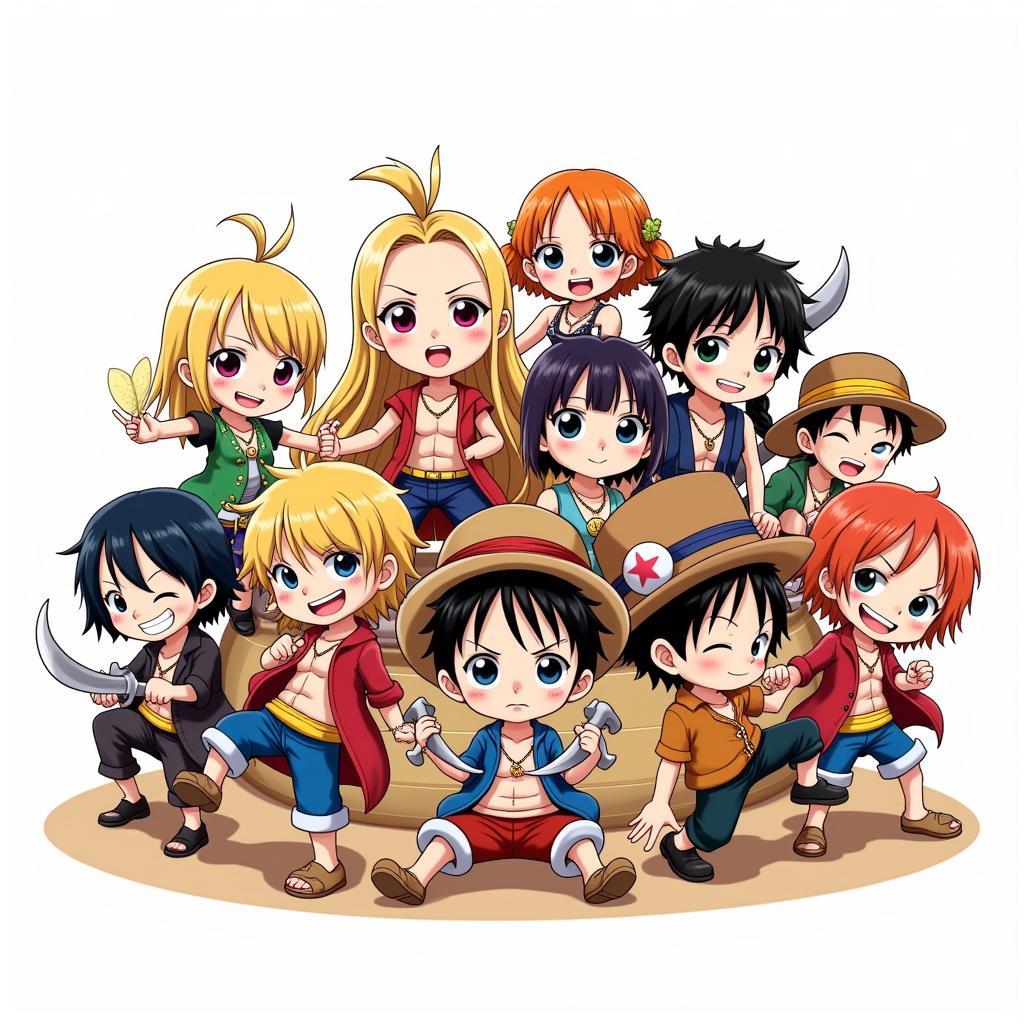 Vẽ One Piece Chibi Nhóm Mũ Rơm