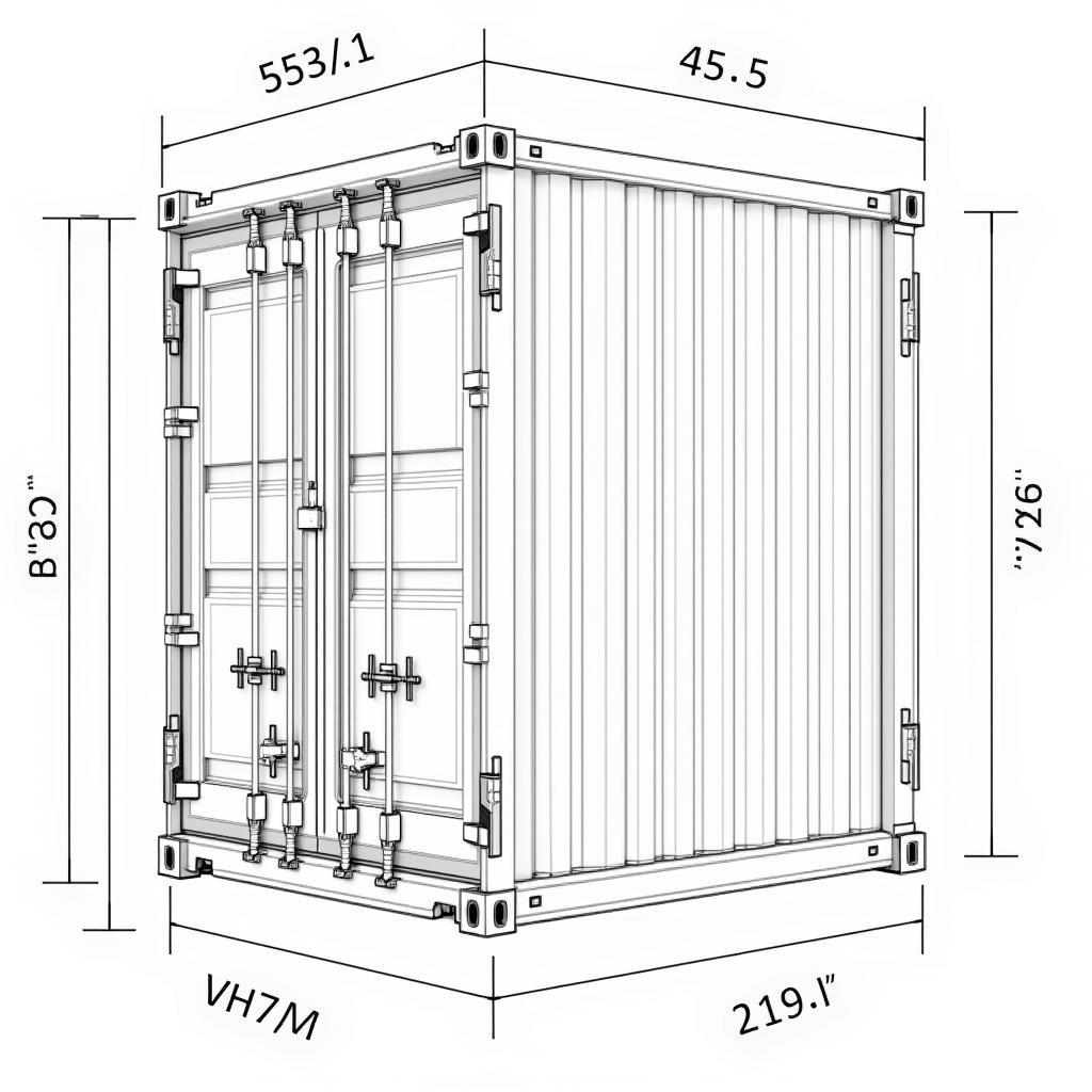 Bản vẽ CAD container 40 HC feet chi tiết kích thước