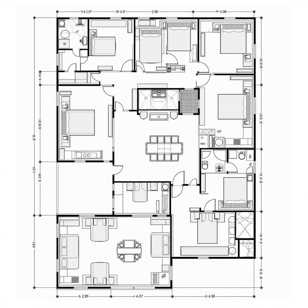 Bản vẽ CAD nhà cổ Bắc Bộ mặt bằng