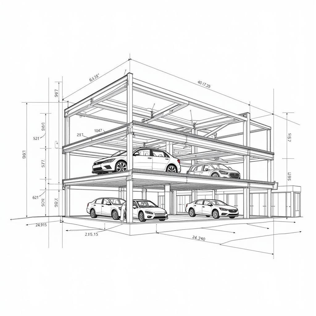 Bản vẽ CAD nhà để xe hiện đại