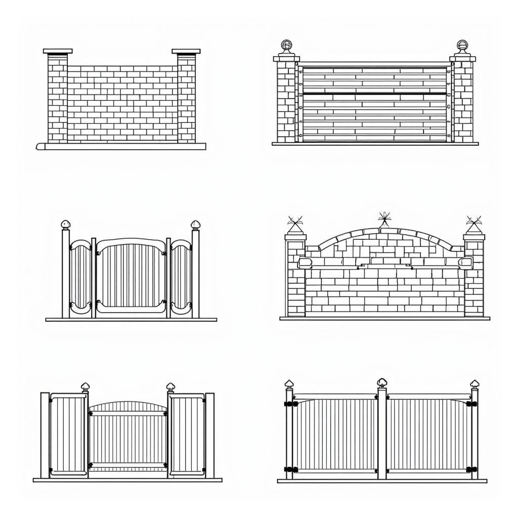 Các loại bản vẽ CAD tường rào xây gạch khác nhau phục vụ cho mục đích thiết kế và thi công.