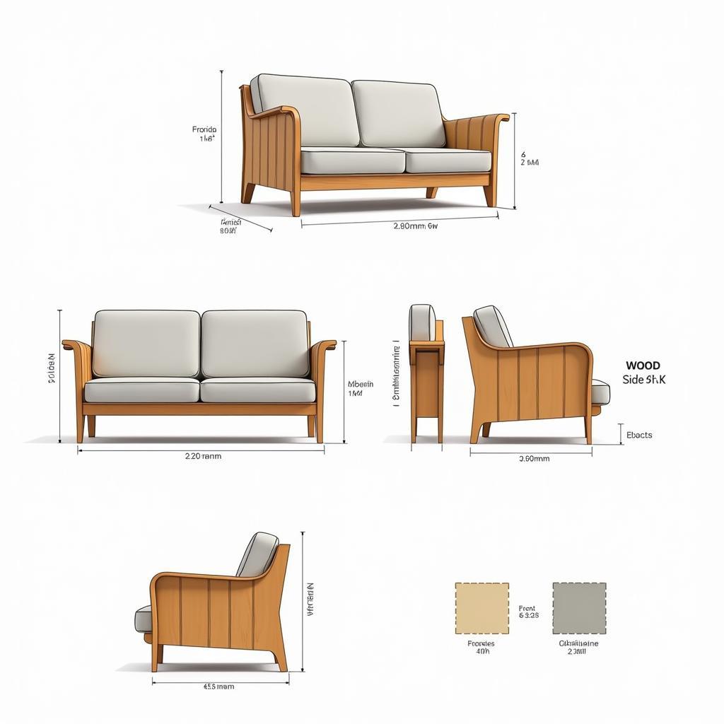 Bản vẽ chi tiết sofa gỗ hiện đại