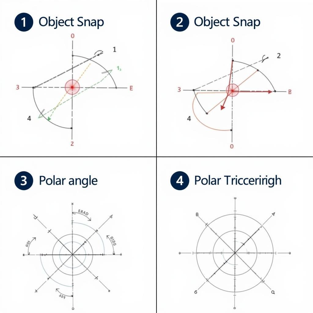 Mẹo vẽ góc chính xác trong CAD: object snap, grid, polar tracking