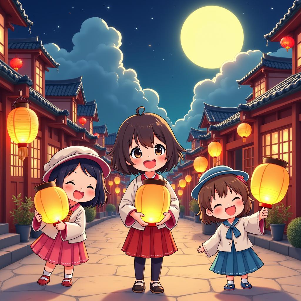 Vẽ khung cảnh trung thu anime