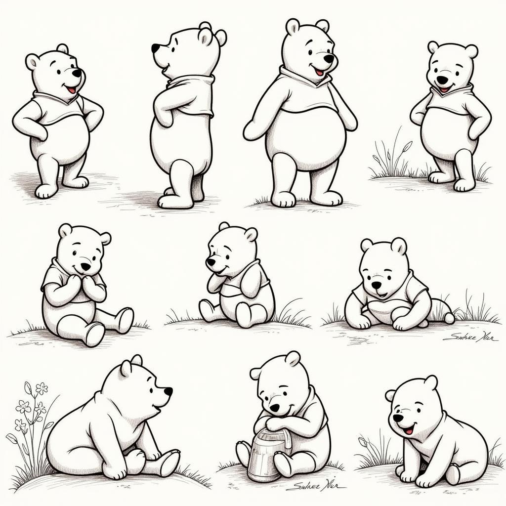 Ý tưởng vẽ Gấu Pooh độc đáo