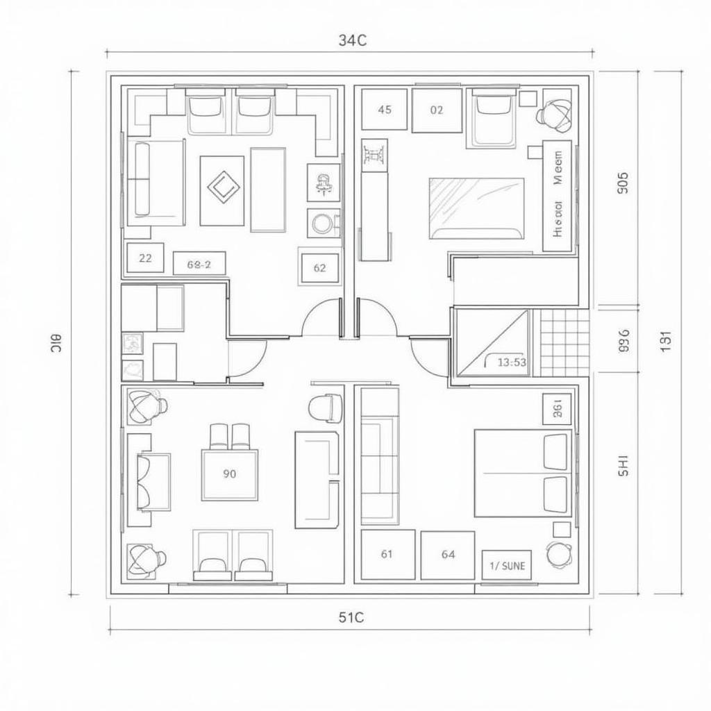 Bản vẽ AutoCAD nhà phố 2 tầng 5x20m nội thất