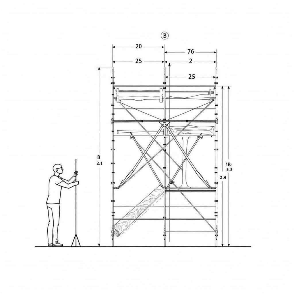 Bản vẽ chi tiết biện pháp thi công giàn giáo nêm, thể hiện rõ ràng các bộ phận, kích thước và cách lắp đặt.