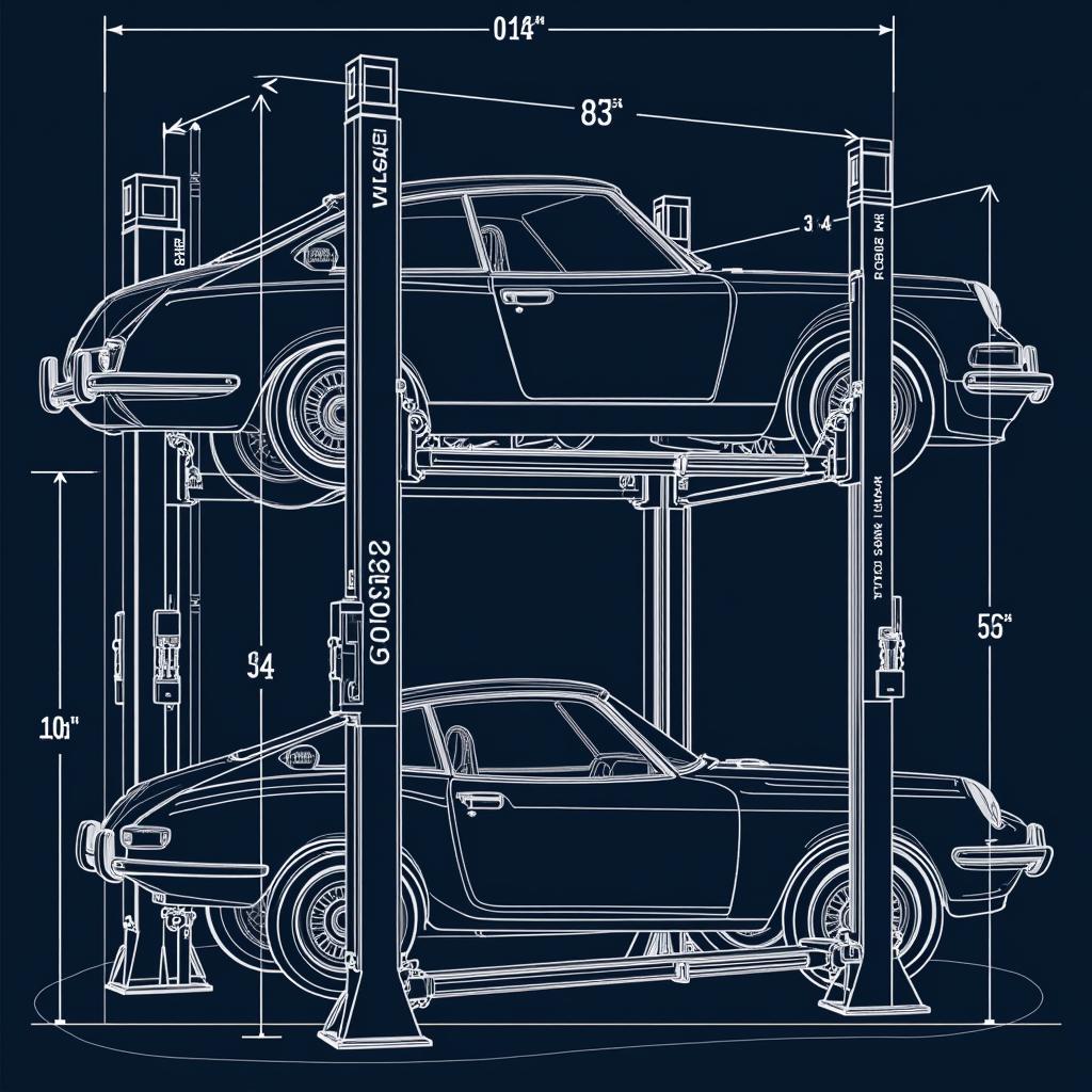 Bản vẽ CAD cầu nâng sửa xe 2 trụ