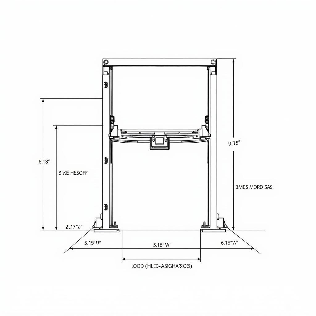 Bản vẽ CAD cầu nâng sửa xe 4 trụ