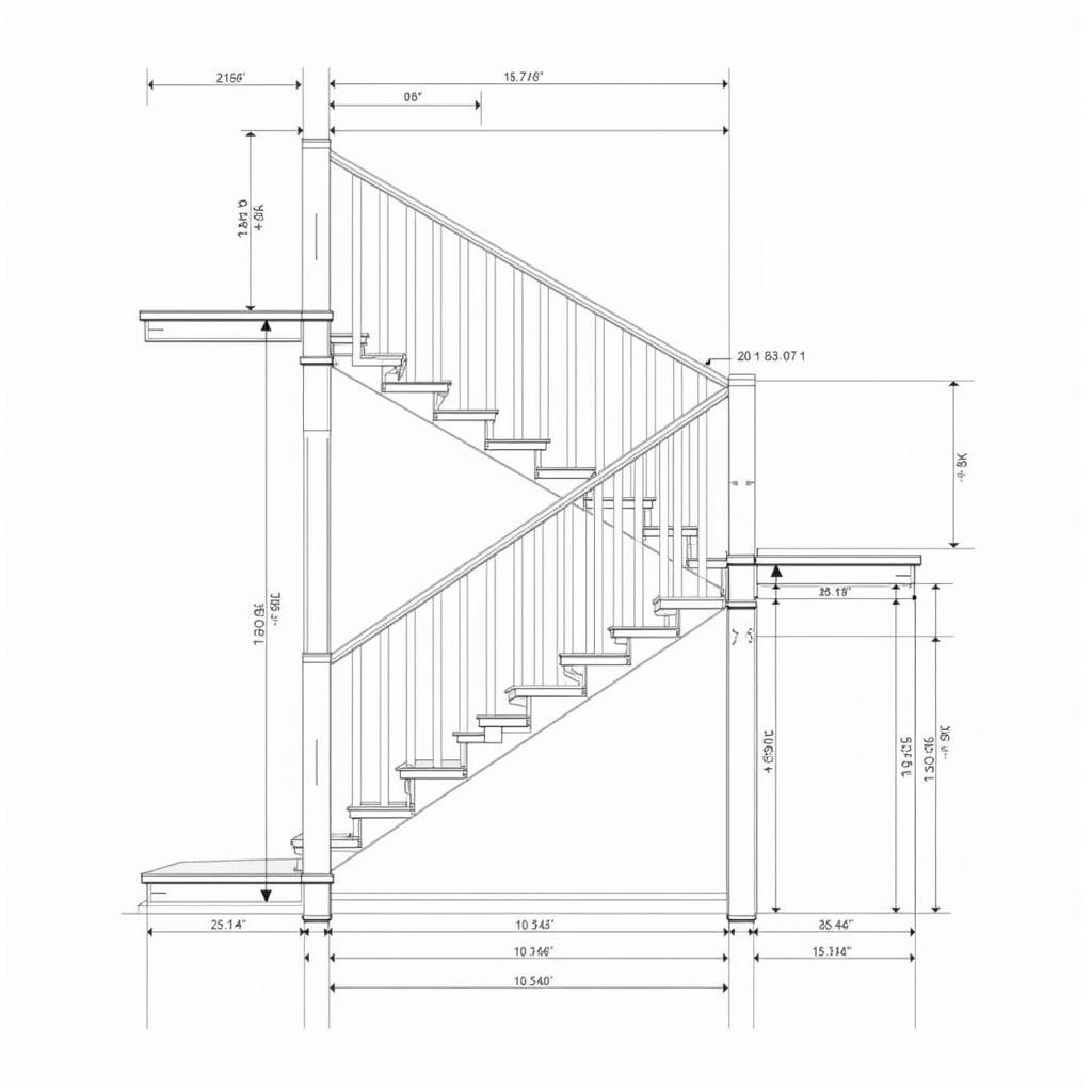 Bản vẽ CAD cầu thang 2 vế chi tiết