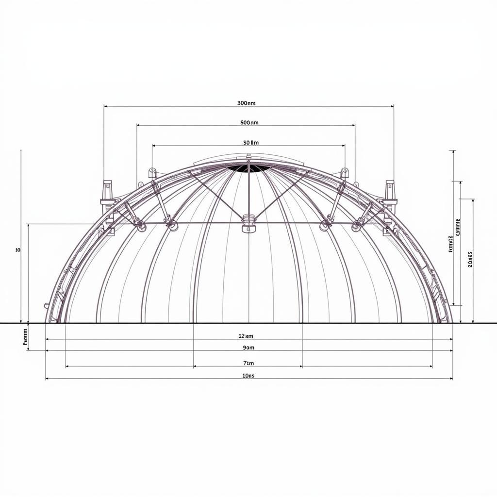 Bản vẽ CAD mái vòm 12m thiết kế