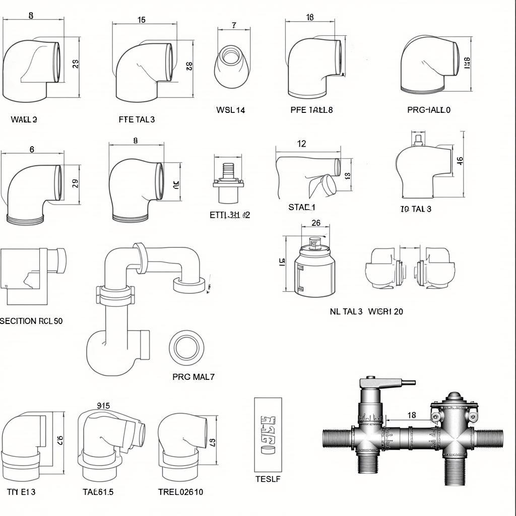 Bản vẽ CAD phụ kiện ống nước chi tiết