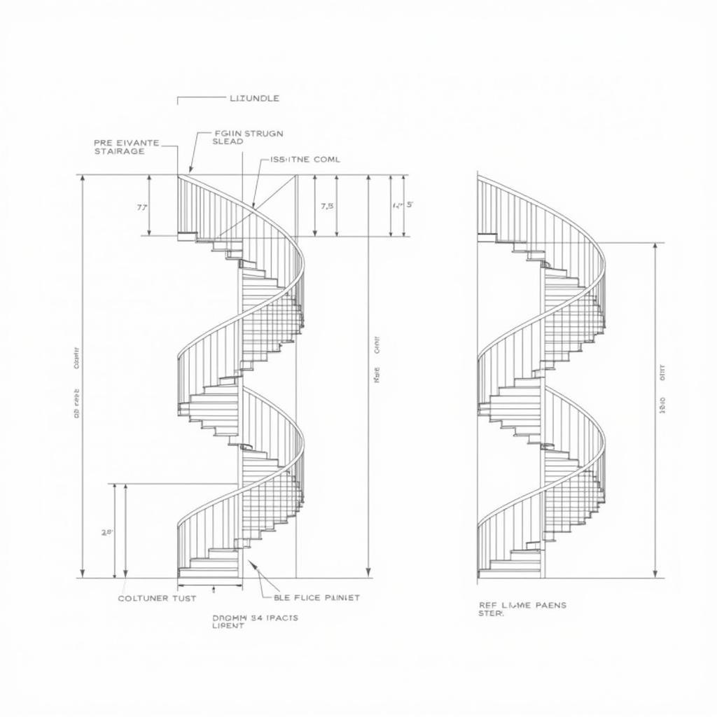 Bản vẽ CAD thang bộ xoắn ốc