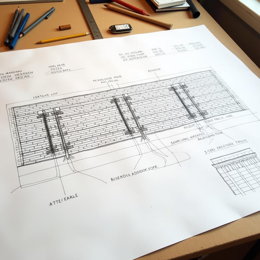 Bản vẽ thiết kế tường rào gạch hiện đại