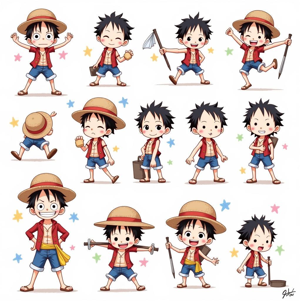 Luffy trong các phong cách vẽ khác nhau