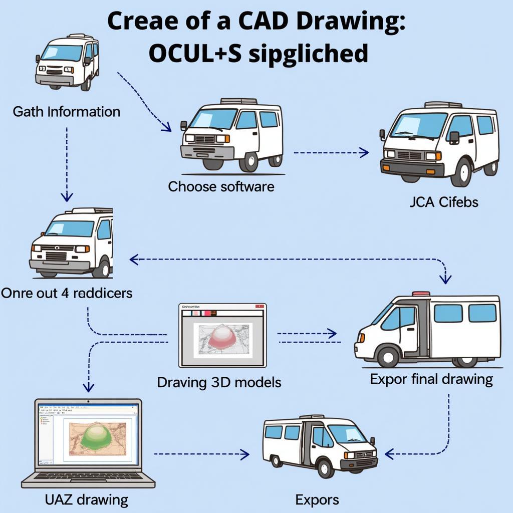 Quy trình tạo bản vẽ CAD xe UAZ