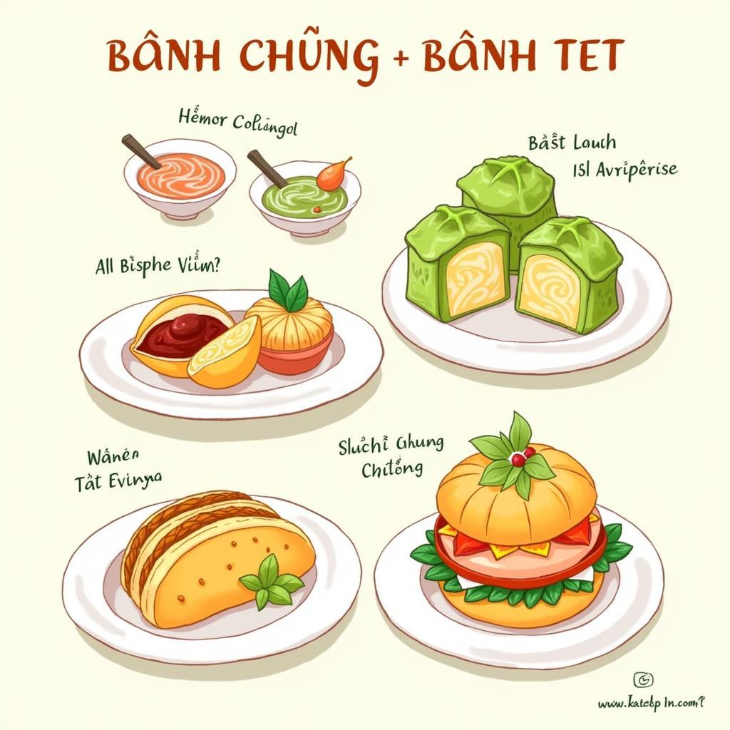 Vẽ bánh chưng bánh giầy phong cách riêng