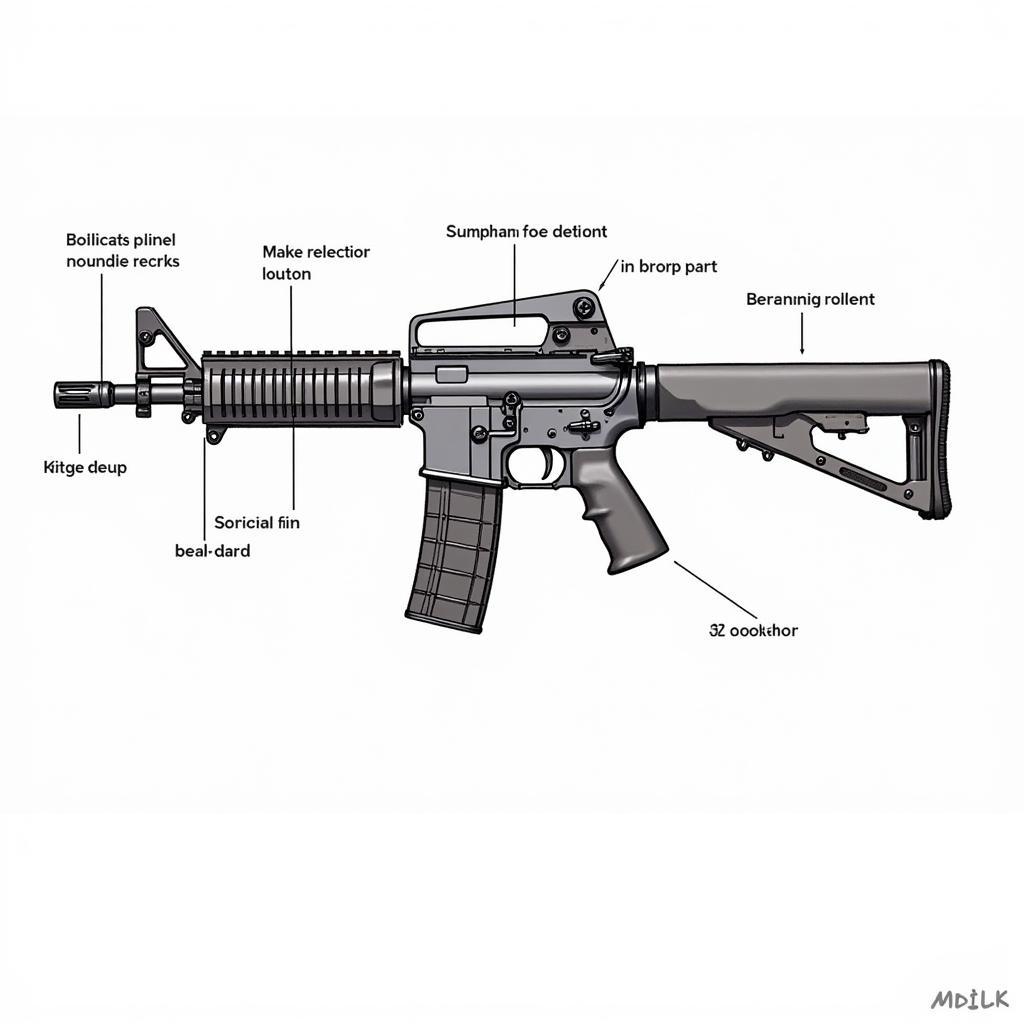 Vẽ chi tiết M4A1 2D